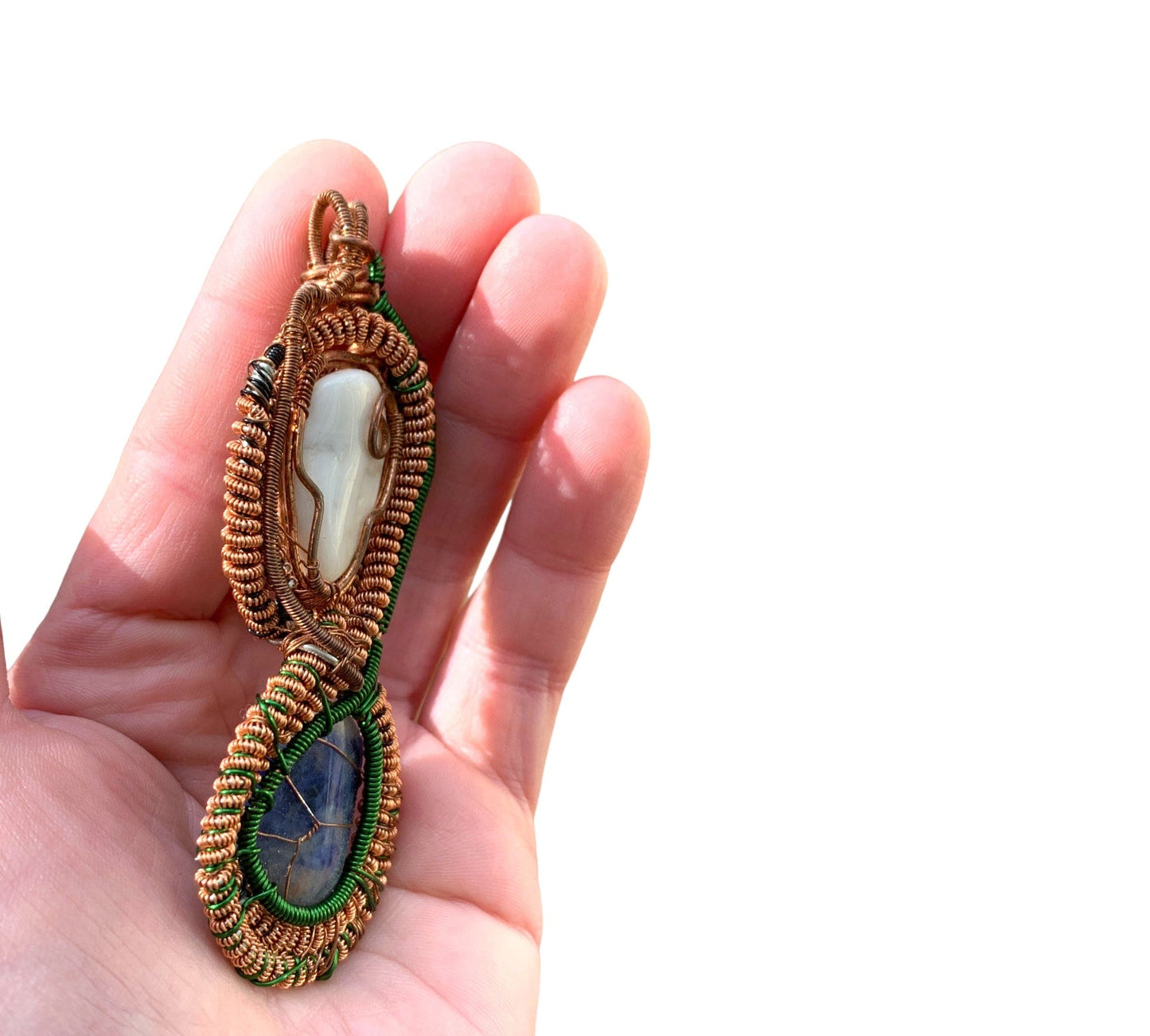 Howlite And Lapis Lazuli Wire Wrapped Pendant - Innovated Visions Jewelry