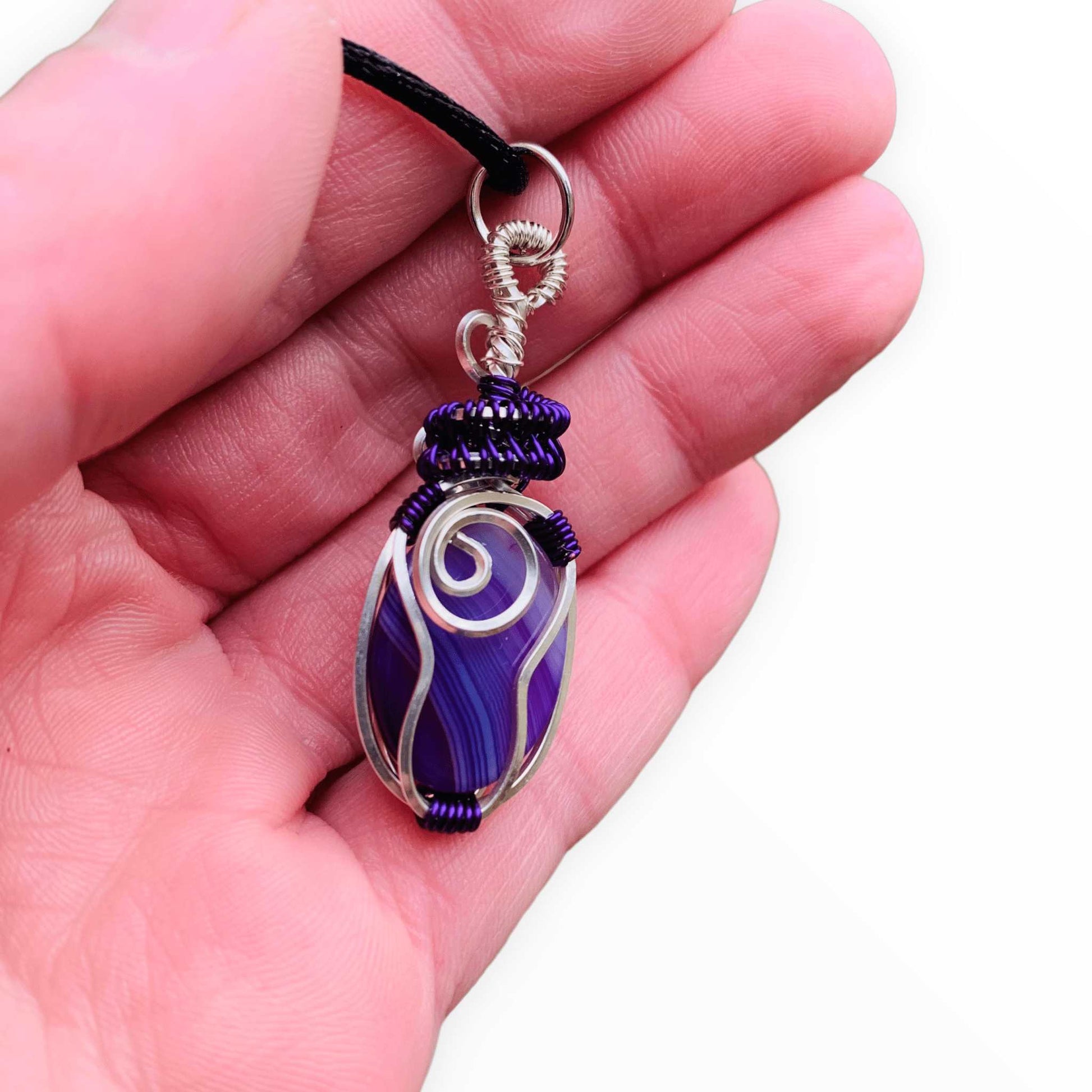 Purple Agate Wire Wrapped Pendant - Innovated Visions Jewelry