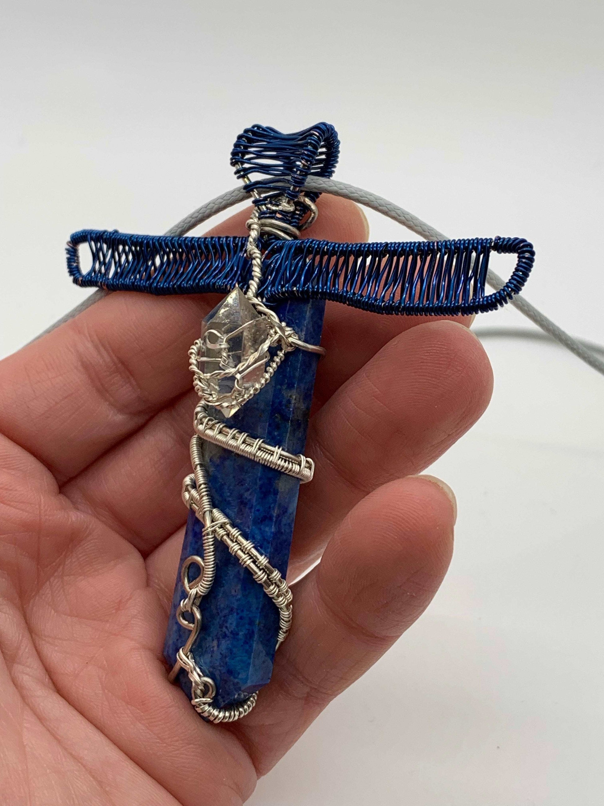 Real Sterling Silver Azurite Dagger Pendant - Innovated Visions Jewelry