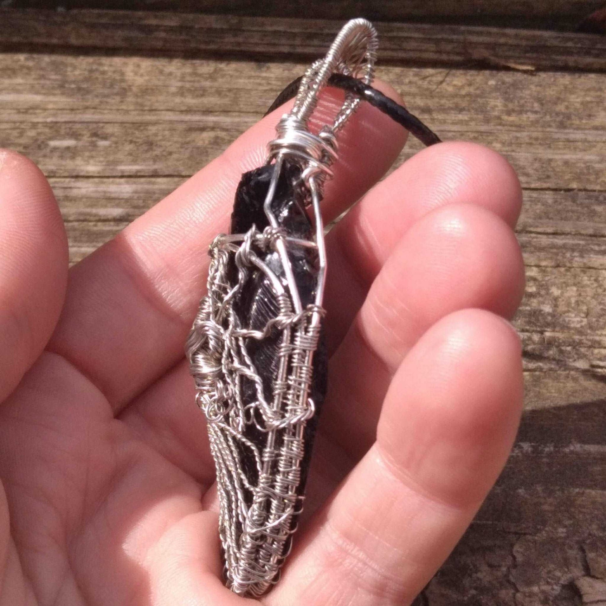 obsidian moon goddess pendant