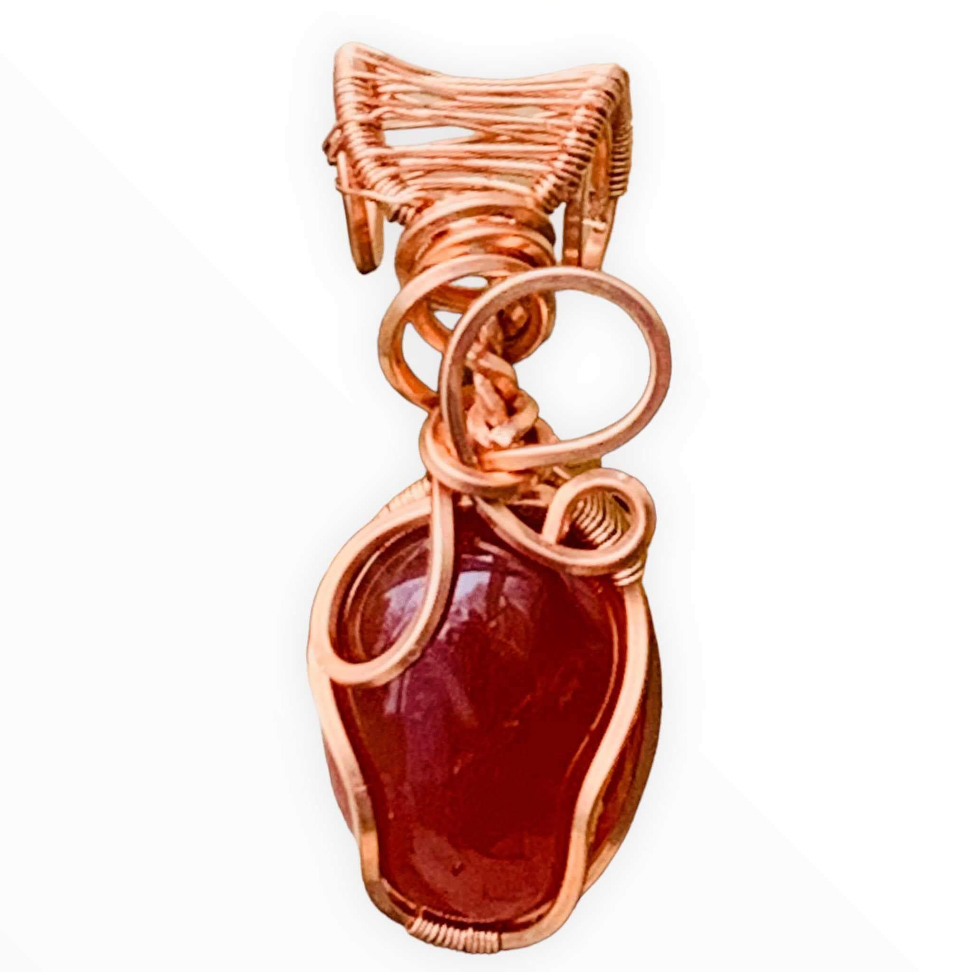 Copper And Carnelian Wire Wrapped Pendant - Innovated Visions Jewelry